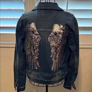 VENUS Blue Jean Jacket with Silver Wing Design
